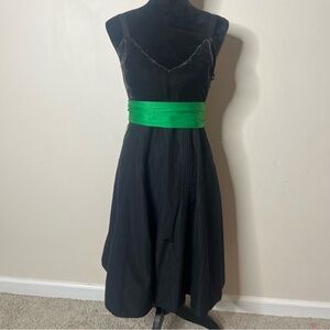 Moulinette Soeurs Vetements Black Silk Cotton Velvet V~Neck Knee Dress Sz 6‎